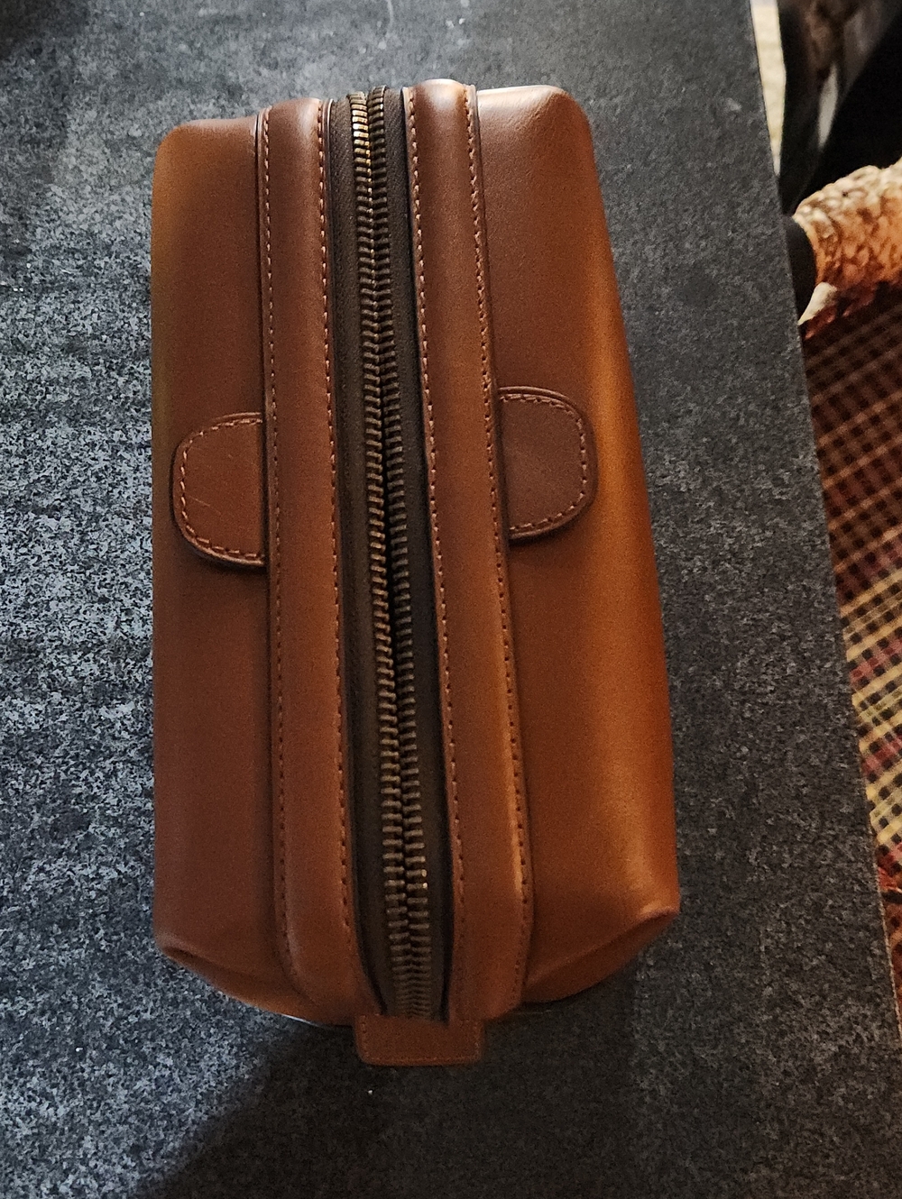 Patricia Nash Saddle Brown Leather Double-Zip Toiletry Kit